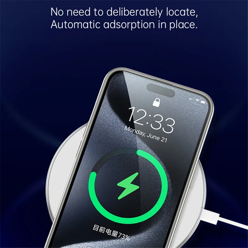 SULADA For iPhone 15 Magnetic Case Compatible with MagSafe Tempered Glass+TPU Phone Cover - Silver