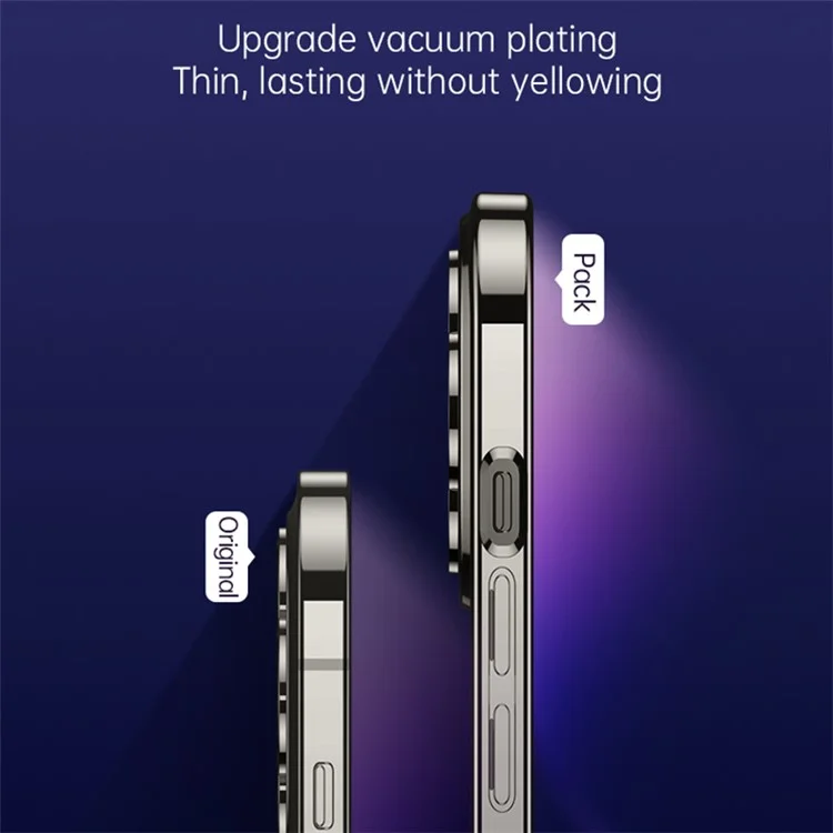 SULADA Pour iPhone 15 Pro Coque de téléphone transparente Verre trempé + Couverture TPU Compatible avec MagSafe - Gris titane