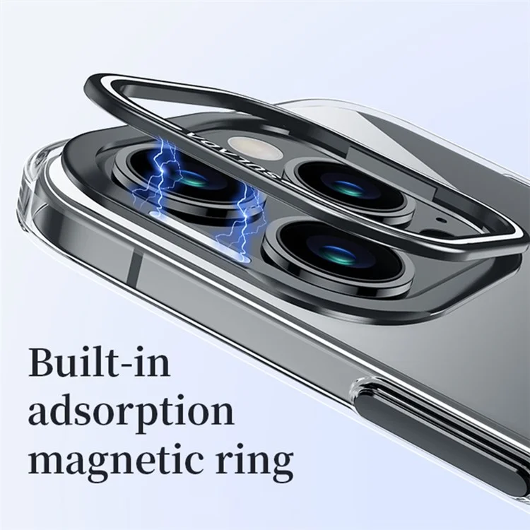 SULADA For iPhone 14 Pro Case TPU+PC Clear Phone Cover with Camera Kickstand - Black
