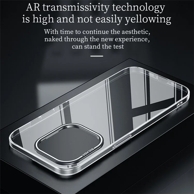SULADA For iPhone 14 Pro Case TPU+PC Clear Phone Cover with Camera Kickstand - Black