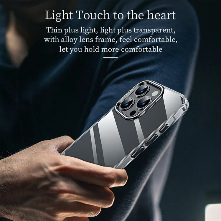 SULADA For iPhone 14 Pro Case TPU+PC Clear Phone Cover with Camera Kickstand - Black