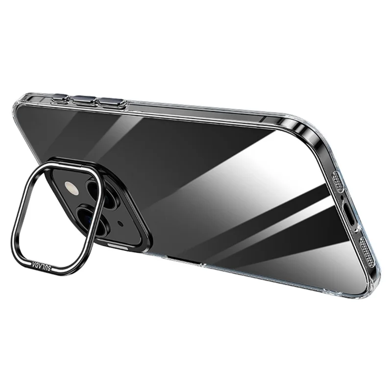 SULADA For iPhone 14 Case Camera Kickstand Bump Proof TPU+PC Clear Phone Cover - Black