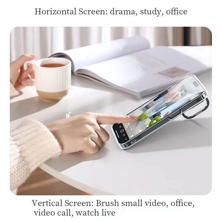 SULADA Для iPhone 13 Pro Case Folding Camera Kickstand TPU+PC Clear Phone Cover - Silver