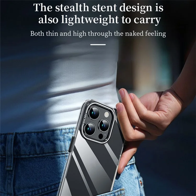 SULADA Для iPhone 13 Pro Case Folding Camera Kickstand TPU+PC Clear Phone Cover - Silver