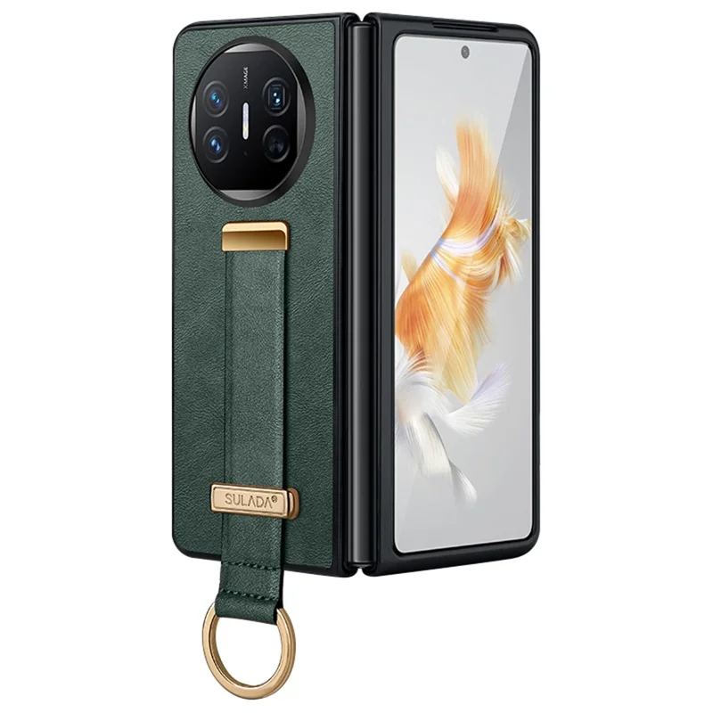 SULADA Fashion Series for Huawei Mate X5 Case Retractable Hand Strap Kickstand Phone Cover - Green