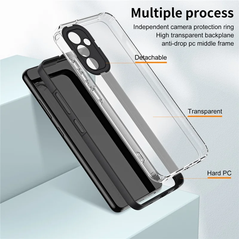 For Samsung Galaxy S23 FE Case TPU + PC Anti-drop Clear Back Phone Cover - Black