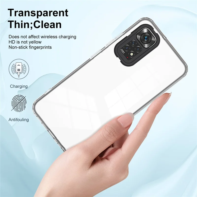 For Xiaomi Redmi Note 12S 4G / 11S 4G / Note 11 4G (Qualcomm) Case TPU + PC Clear Back Phone Cover - Black