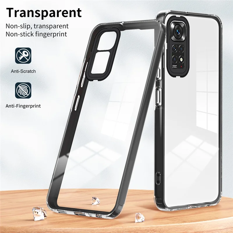For Xiaomi Redmi Note 12S 4G / 11S 4G / Note 11 4G (Qualcomm) Case TPU + PC Clear Back Phone Cover - Black