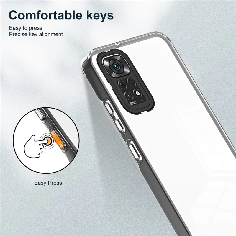 For Xiaomi Redmi Note 12S 4G / 11S 4G / Note 11 4G (Qualcomm) Case TPU + PC Clear Back Phone Cover - Black