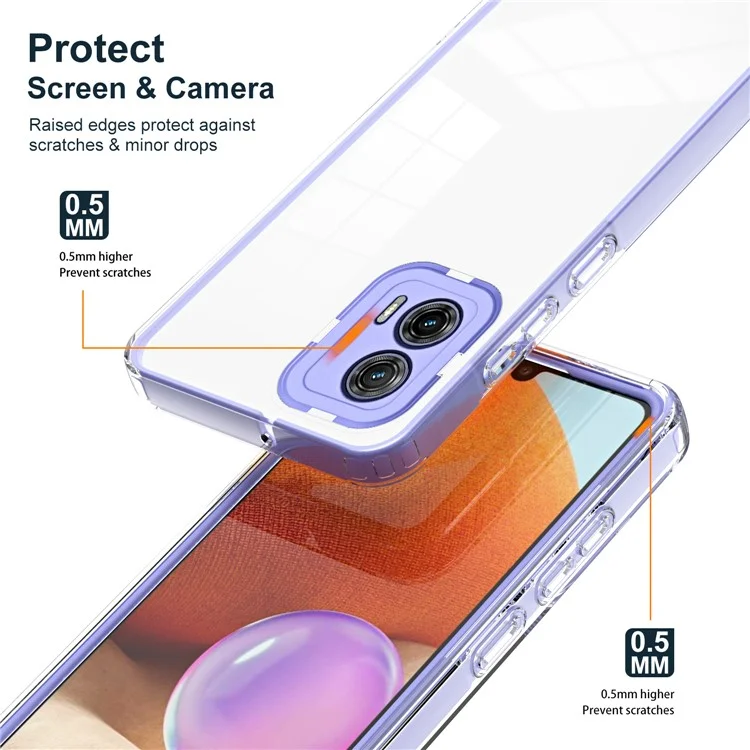 Per Motorola Moto G53 5G Custodia TPU+PC Retro Trasparente Bordo Colorato Custodia Cellulare - Viola