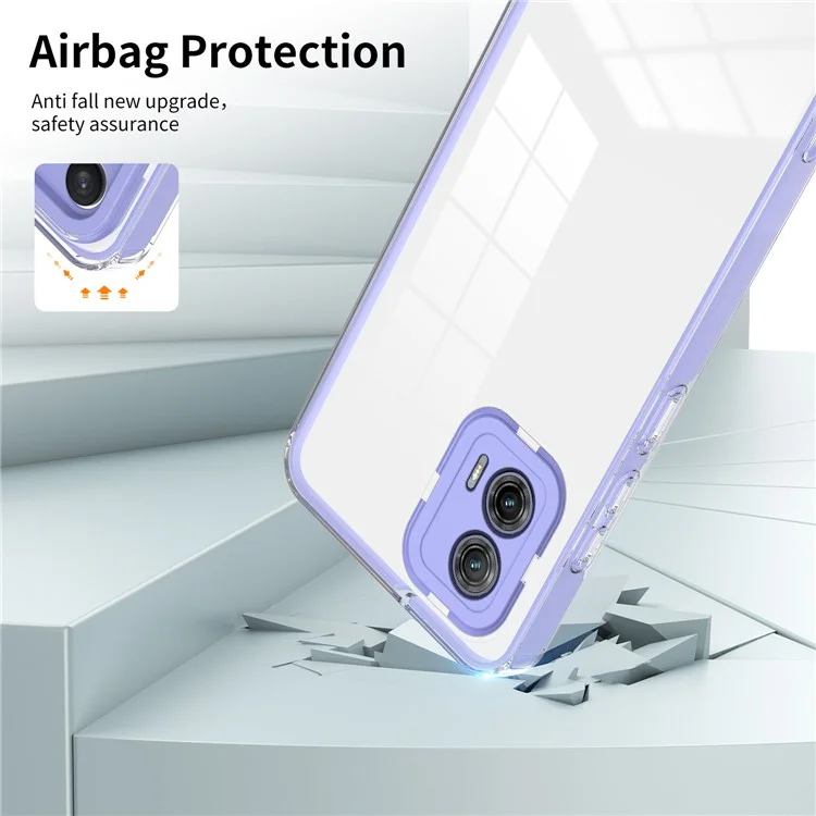 Per Motorola Moto G53 5G Custodia TPU+PC Retro Trasparente Bordo Colorato Custodia Cellulare - Viola
