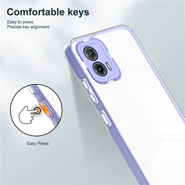 Per Motorola Moto G53 5G Custodia TPU+PC Retro Trasparente Bordo Colorato Custodia Cellulare - Viola