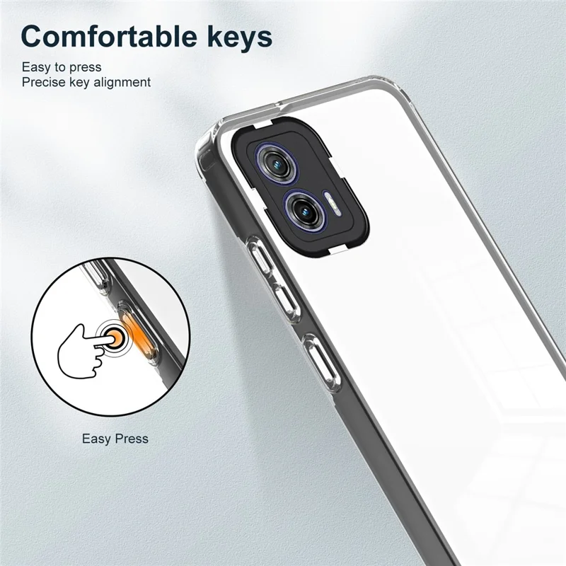 For Motorola Moto G53 5G Case TPU+PC Clear Back Color Edge Cellphone Cover - Black