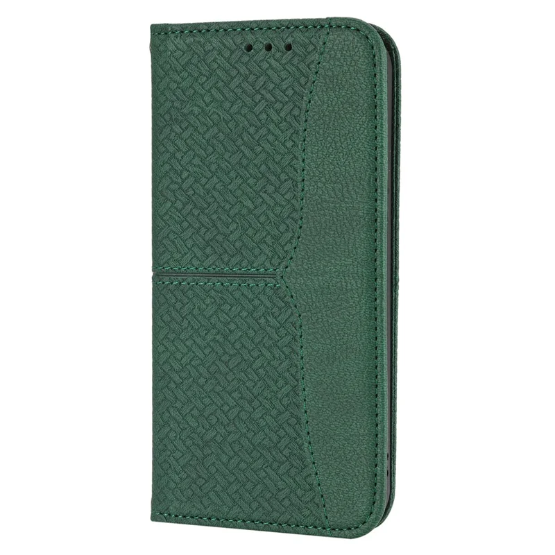 Für iPhone 15 Case Drop-proof Leder Geldbörse Ständer Handyhülle mit Gurt - Grün