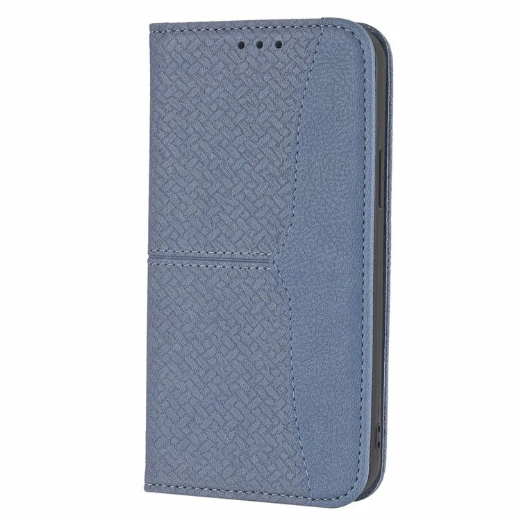 Für iPhone 15 Plus Case Splicing PU Leder Stand Telefon Geldbörse Cover mit Riemen - Grau