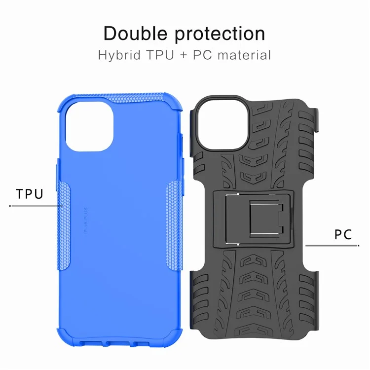 Pour iPhone 15 Plus Tyre Pattern Design Cover PC+TPU Phone Case avec Support - Rouge