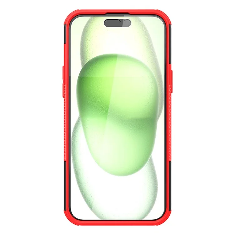 Pour iPhone 15 Plus Tyre Pattern Design Cover PC+TPU Phone Case avec Support - Rouge