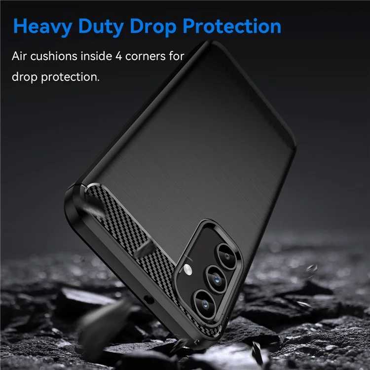 Für Samsung Galaxy A15 5G Case Soft TPU Carbon Fiber Texture Phone Cover - Schwarz