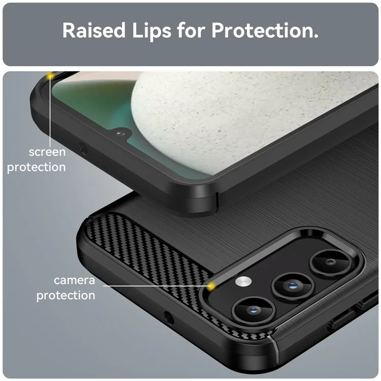 Für Samsung Galaxy A15 5G Case Soft TPU Carbon Fiber Texture Phone Cover - Schwarz
