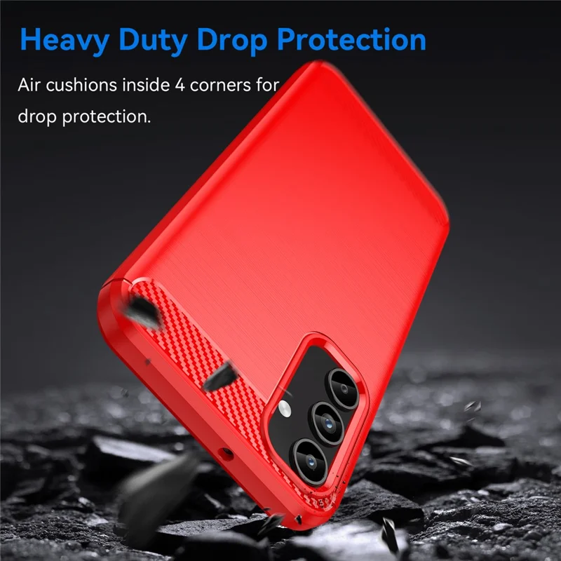 For Samsung Galaxy A15 5G Case Soft TPU Carbon Fiber Texture Phone Cover - Red