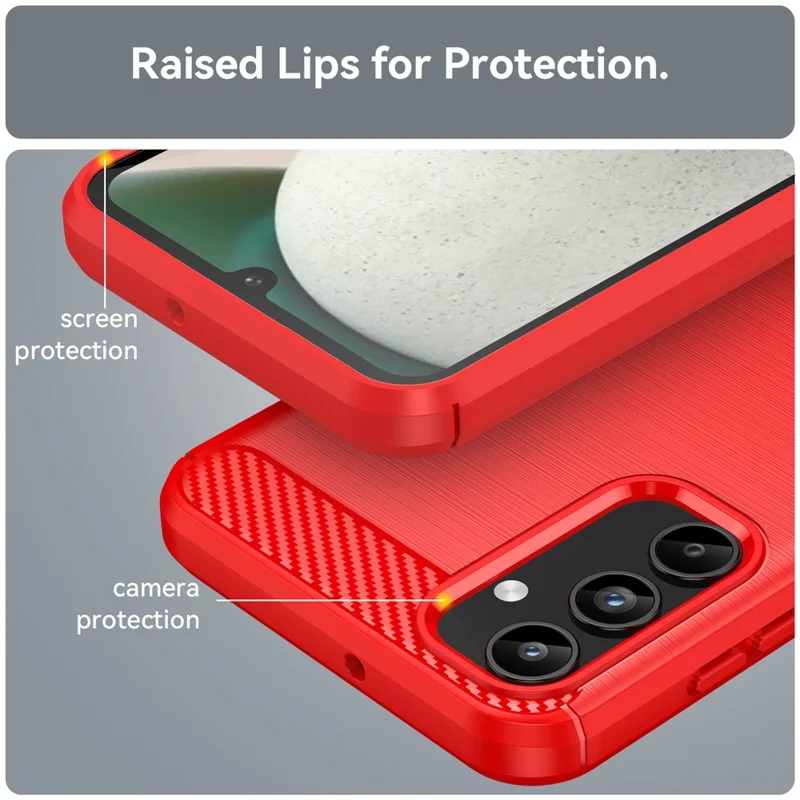 For Samsung Galaxy A15 5G Case Soft TPU Carbon Fiber Texture Phone Cover - Red