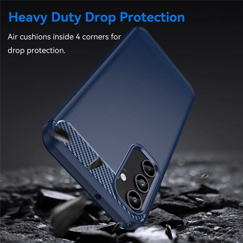 For Samsung Galaxy A15 5G Case Soft TPU Carbon Fiber Texture Phone Cover - Blue