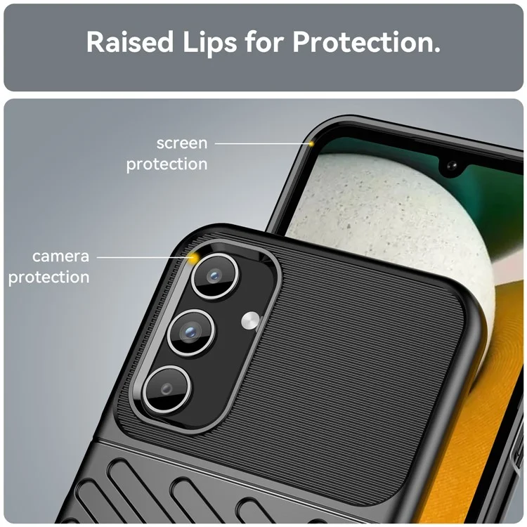 Thunder Series For Samsung Galaxy A15 5G Case Thicken TPU Cell Phone Cover Protective Shell - Black