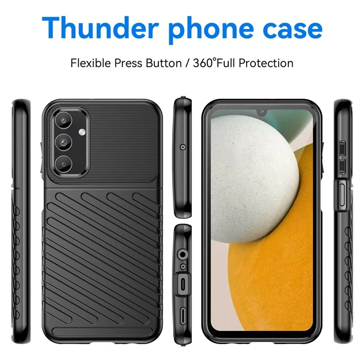 Thunder Series For Samsung Galaxy A15 5G Case Thicken TPU Cell Phone Cover Protective Shell - Black