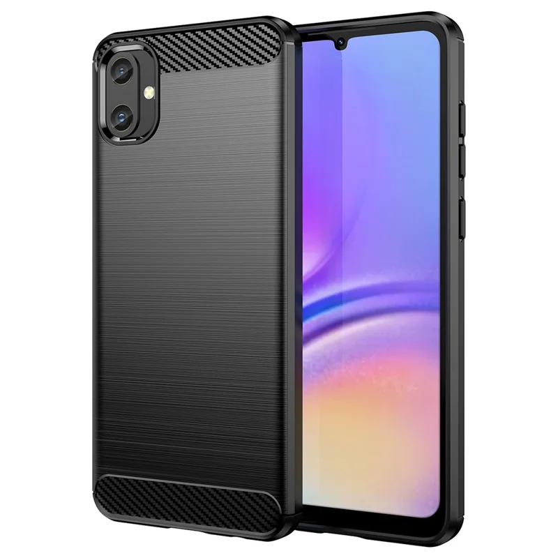 TPU Carbonvezelstructuur Hoesje voor Samsung Galaxy A05 4G Anti-Kras Beschermhoes - Zwart