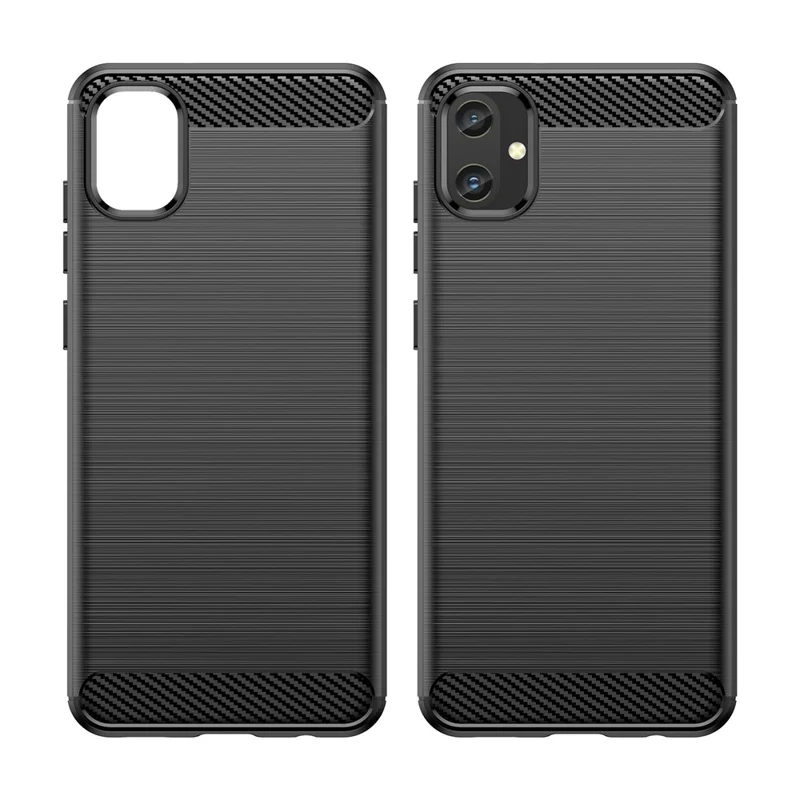 TPU Carbonvezelstructuur Hoesje voor Samsung Galaxy A05 4G Anti-Kras Beschermhoes - Zwart