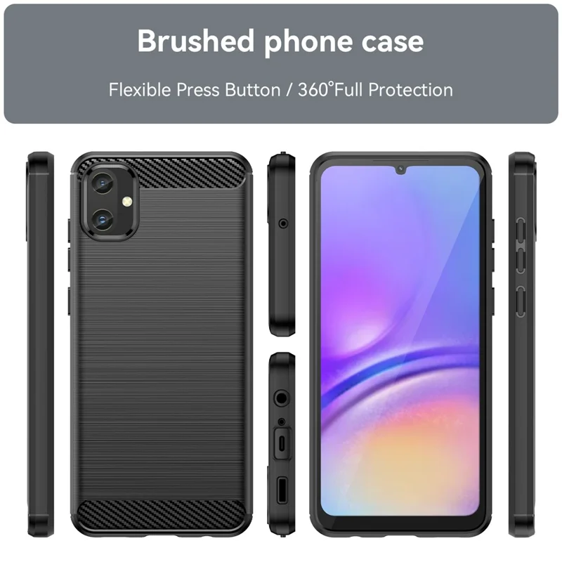 TPU Carbonvezelstructuur Hoesje voor Samsung Galaxy A05 4G Anti-Kras Beschermhoes - Zwart