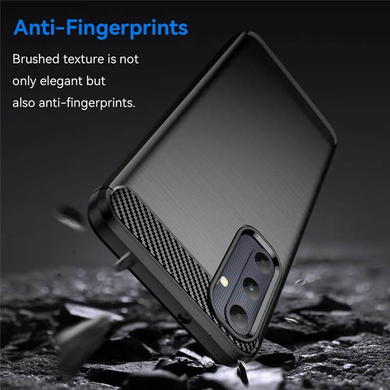 For Samsung Galaxy A05s 4G Case Brushed TPU Phone Cover with Carbon Fiber Texture - Black