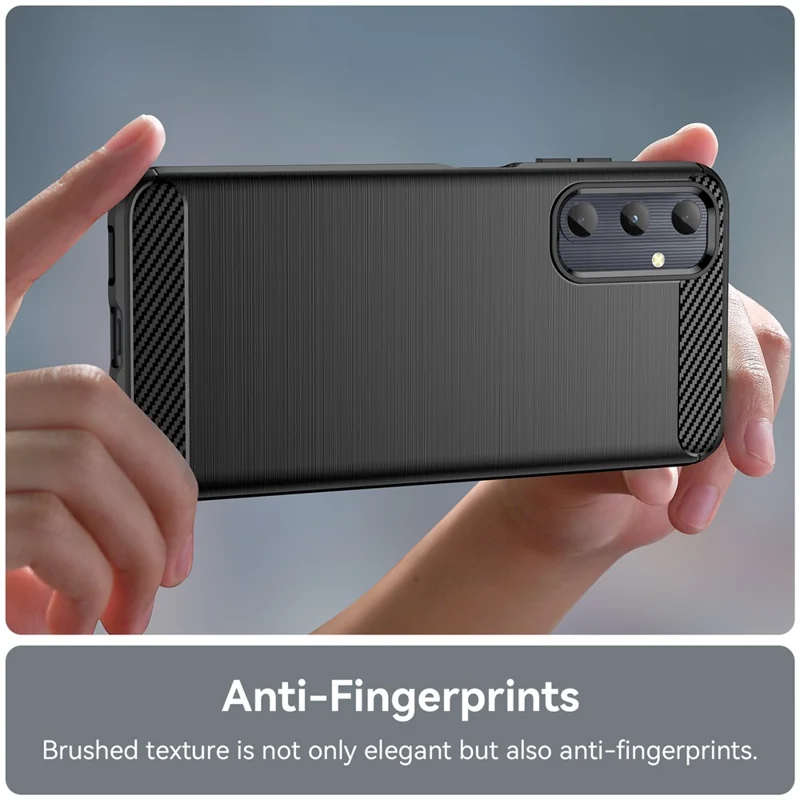 For Samsung Galaxy A05s 4G Case Brushed TPU Phone Cover with Carbon Fiber Texture - Black