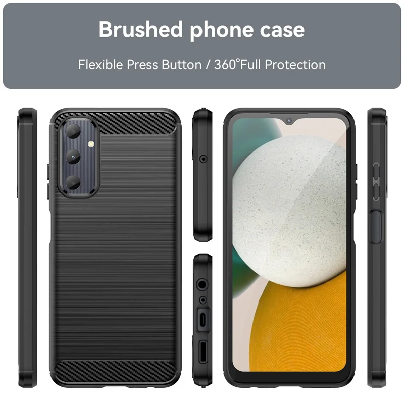 For Samsung Galaxy A05s 4G Case Brushed TPU Phone Cover with Carbon Fiber Texture - Black