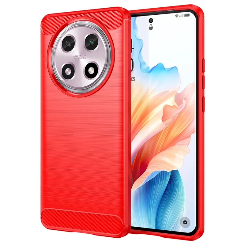 For Oppo A2 Pro 5G Case Shockproof TPU Shell Carbon Fiber Texture Cell Phone Cover - Red