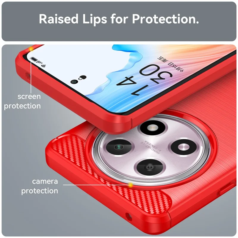 For Oppo A2 Pro 5G Case Shockproof TPU Shell Carbon Fiber Texture Cell Phone Cover - Red