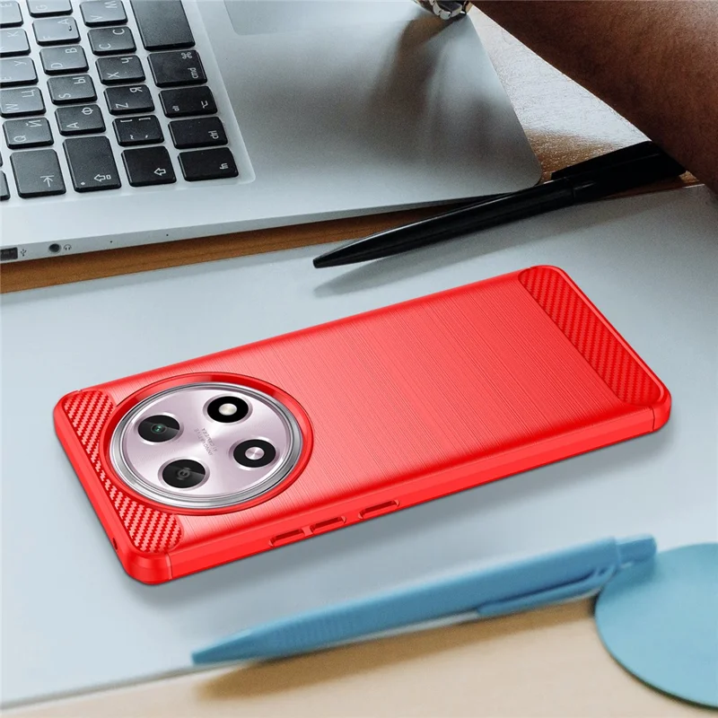 For Oppo A2 Pro 5G Case Shockproof TPU Shell Carbon Fiber Texture Cell Phone Cover - Red