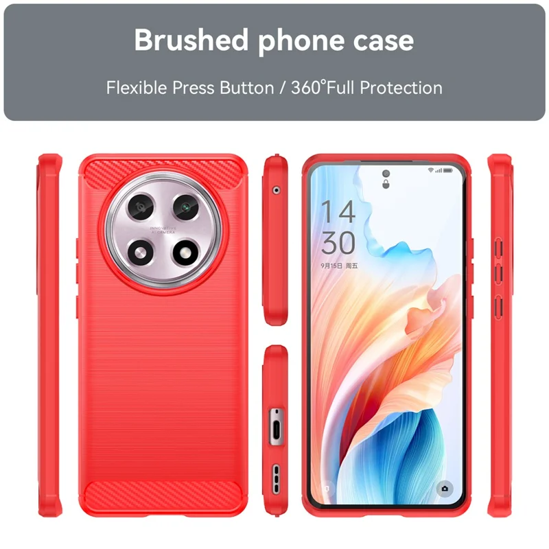 For Oppo A2 Pro 5G Case Shockproof TPU Shell Carbon Fiber Texture Cell Phone Cover - Red