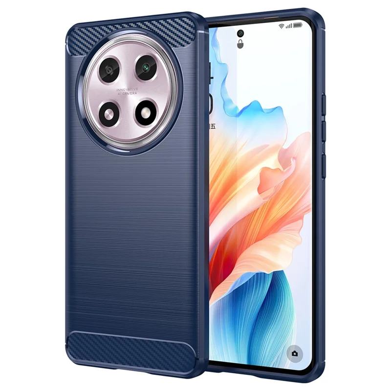 For Oppo A2 Pro 5G Case Shockproof TPU Shell Carbon Fiber Texture Cell Phone Cover - Blue
