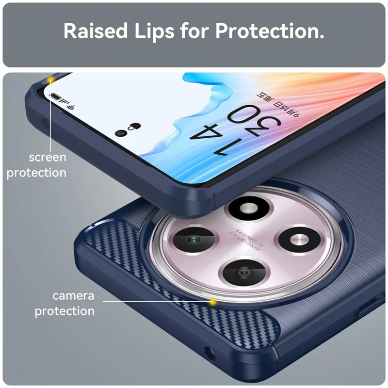 For Oppo A2 Pro 5G Case Shockproof TPU Shell Carbon Fiber Texture Cell Phone Cover - Blue