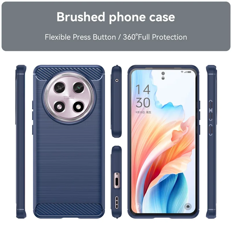 For Oppo A2 Pro 5G Case Shockproof TPU Shell Carbon Fiber Texture Cell Phone Cover - Blue