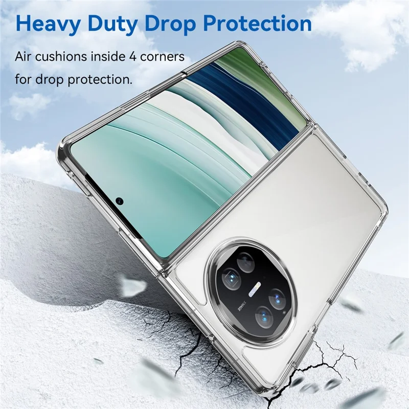 For Huawei Mate X5 / Mate X3 5G Case TPU + Acrylic Folding Phone Cover - Transparent