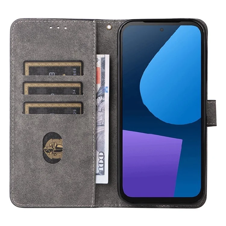 Für Fairphone 5 Handyhülle RFID-blockierend Ständer Telefon-Geldbörse mit Trageriemen - Schwarz