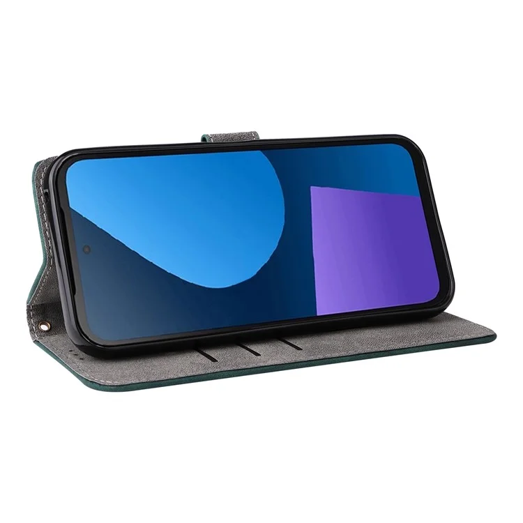For Fairphone 5 Phone Case RFID Blocking Stand Phone Wallet Cover with Strap - Green