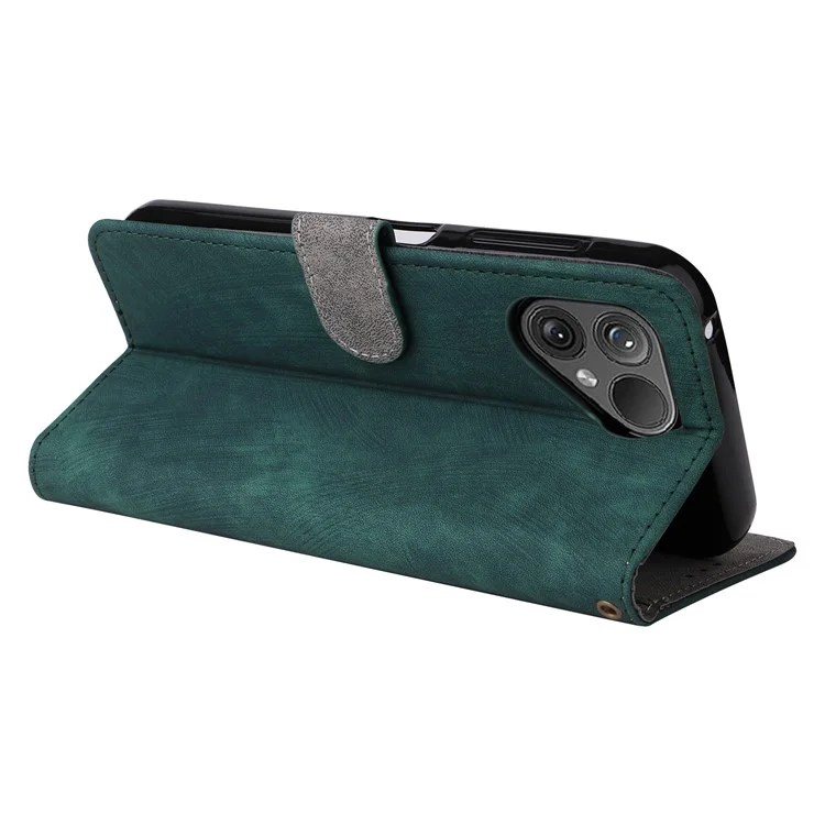 For Fairphone 5 Phone Case RFID Blocking Stand Phone Wallet Cover with Strap - Green
