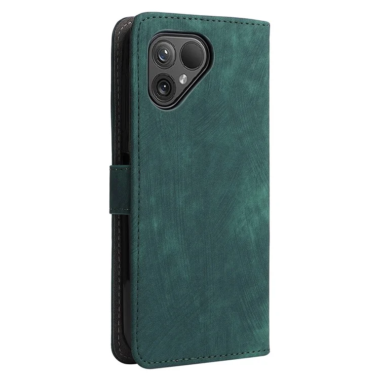 For Fairphone 5 Phone Case RFID Blocking Stand Phone Wallet Cover with Strap - Green