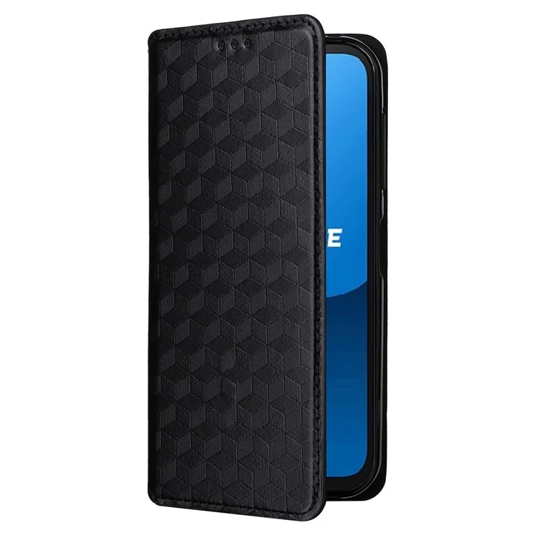 Für Fairphone 5 Lederhülle Rautenmuster Aufstellbar Brieftasche Handyhülle - Schwarz