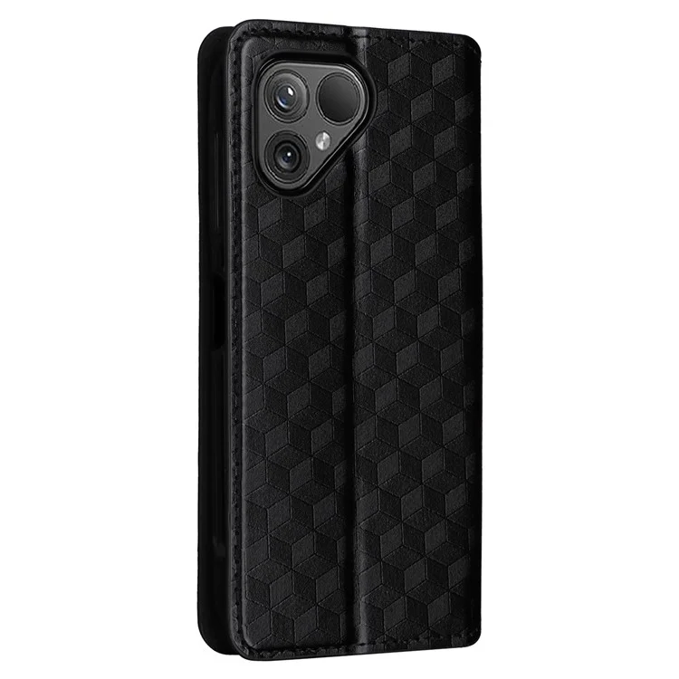 Für Fairphone 5 Lederhülle Rautenmuster Aufstellbar Brieftasche Handyhülle - Schwarz
