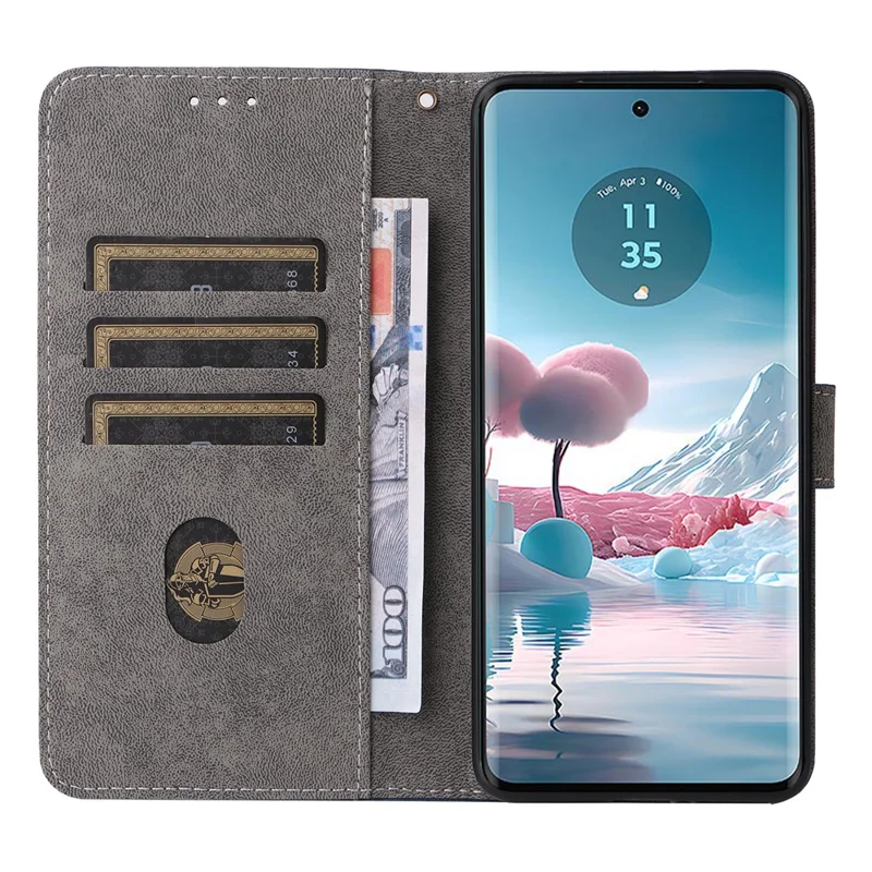 For Motorola Edge 40 Neo 5G Case PU Leather RFID Blocking Phone Cover with Strap - Blue