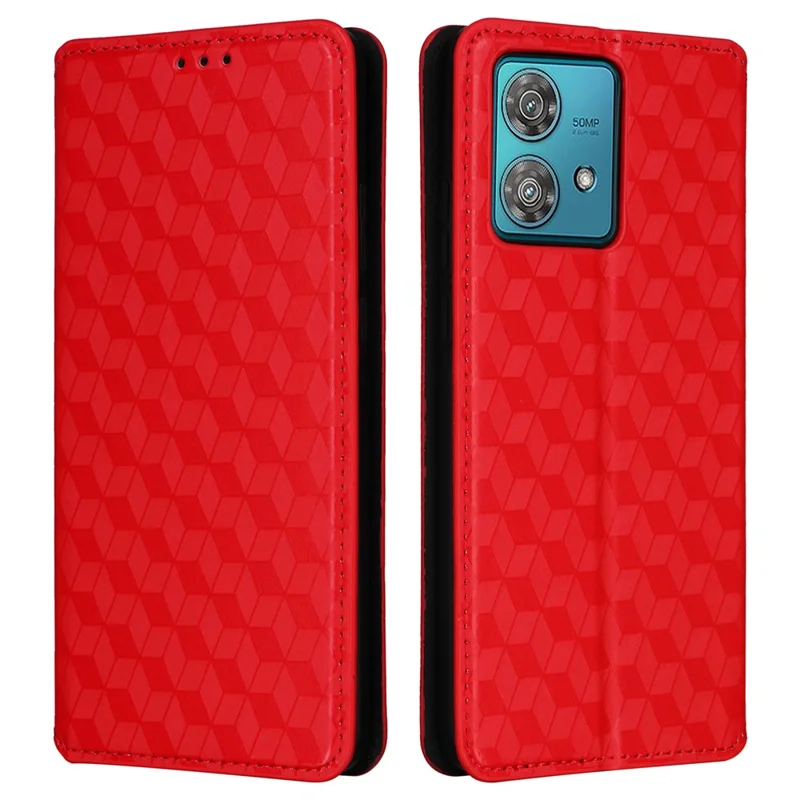 For Motorola Edge 40 Neo 5G Cover Imprinted Wallet Leather Stand Phone Case - Red